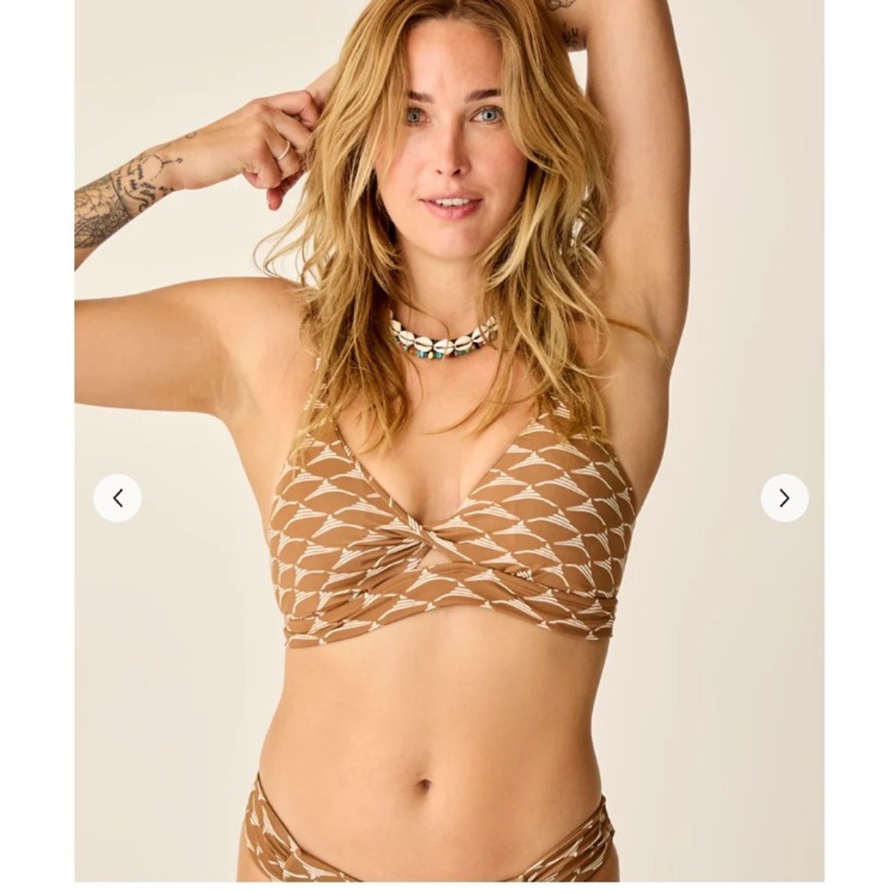 Carve Designs Elba Top Brown White Twist Front Bikini Size Large Beach Surf